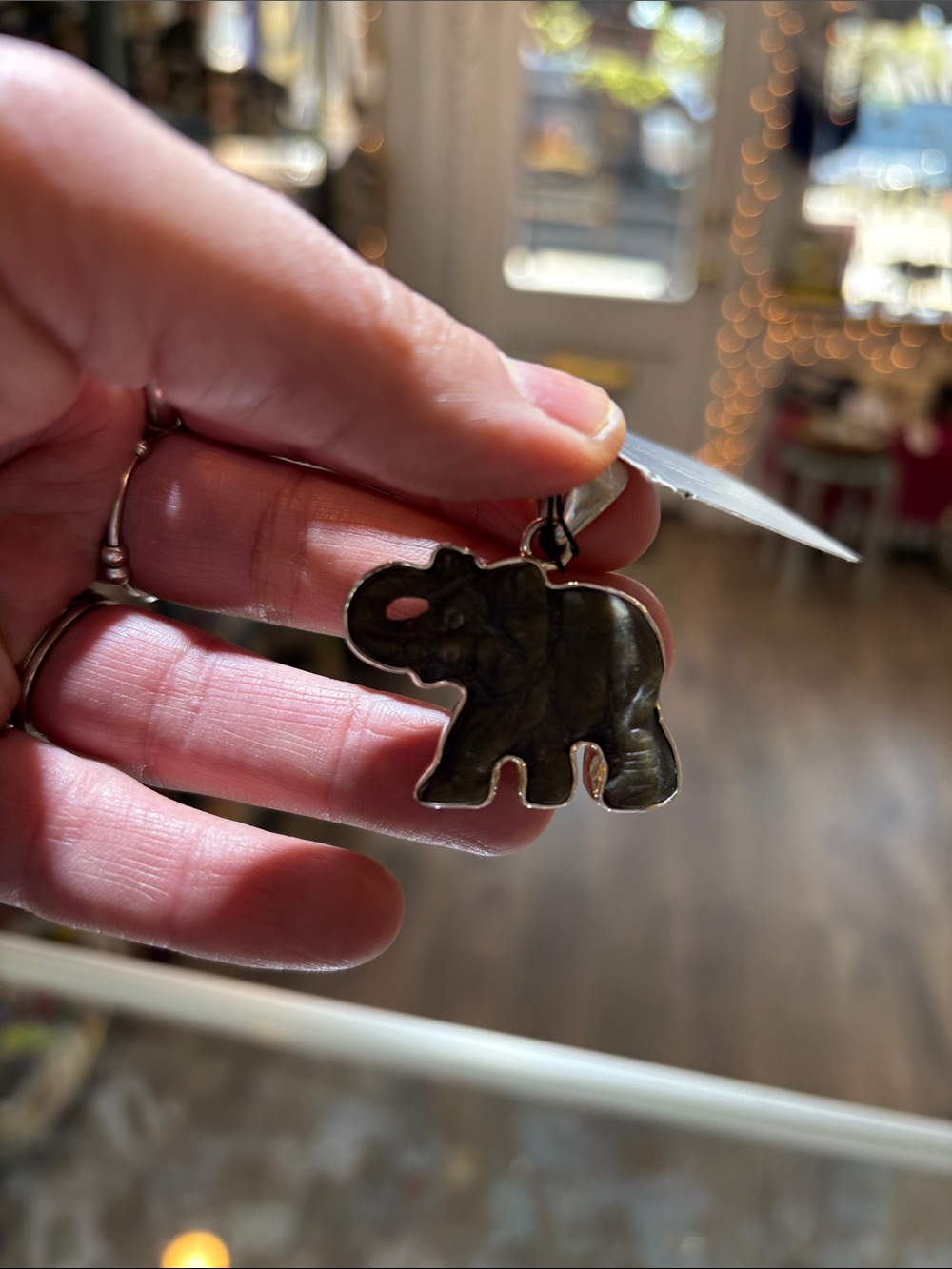 Sterling Silver Onyx Elephant pendant by Charles Albert